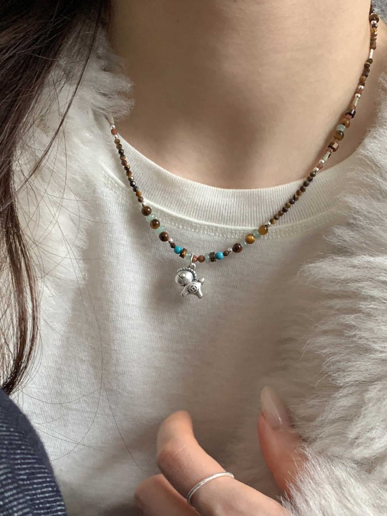 Beaded Horse Pendant Necklace