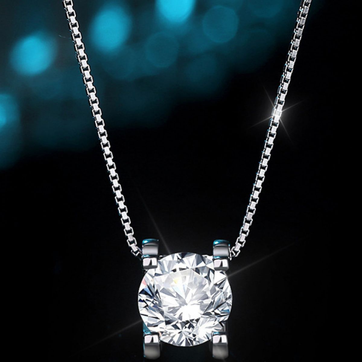 1 Carat 925 Sterling Silver Moissanite Pendant Necklace