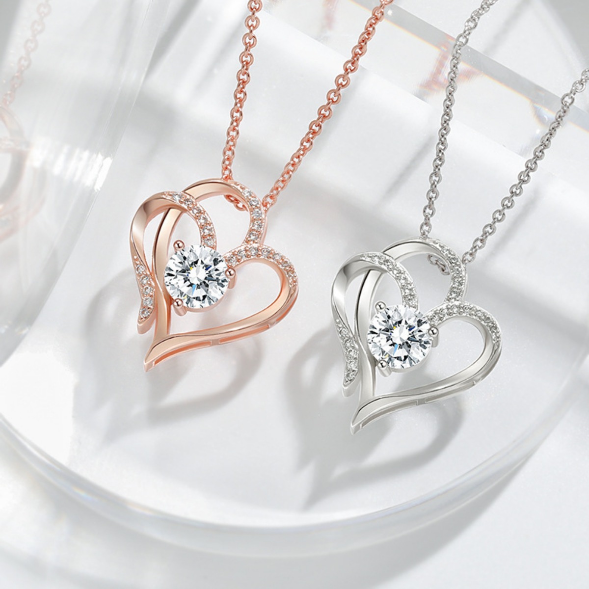 925 Sterling Silver Zircon Heart Necklace