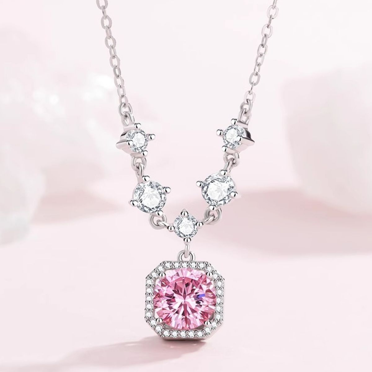 925 Sterling Silver Zircon Pendant Necklace