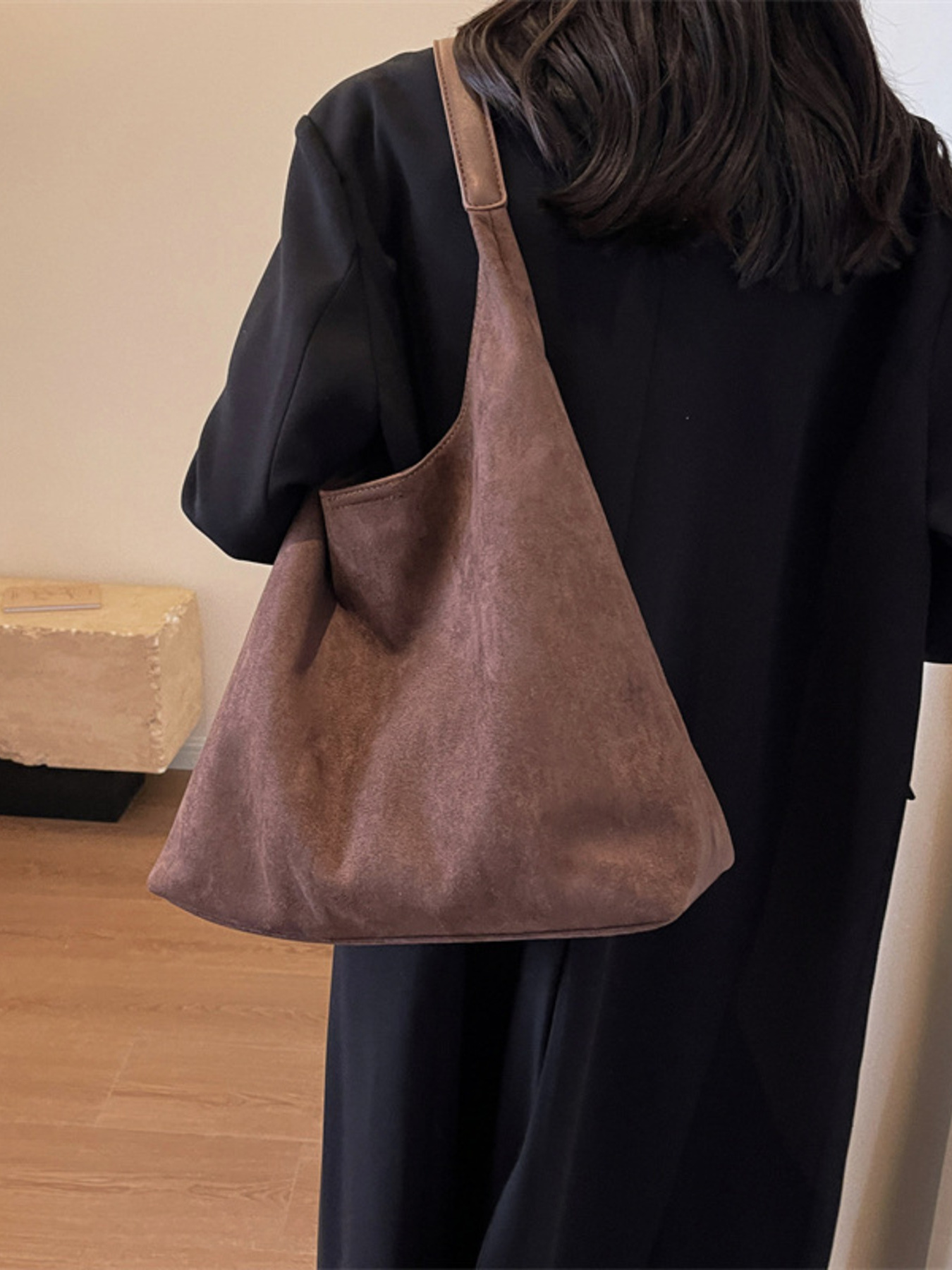 Solid Color Casual Suede Handbag
