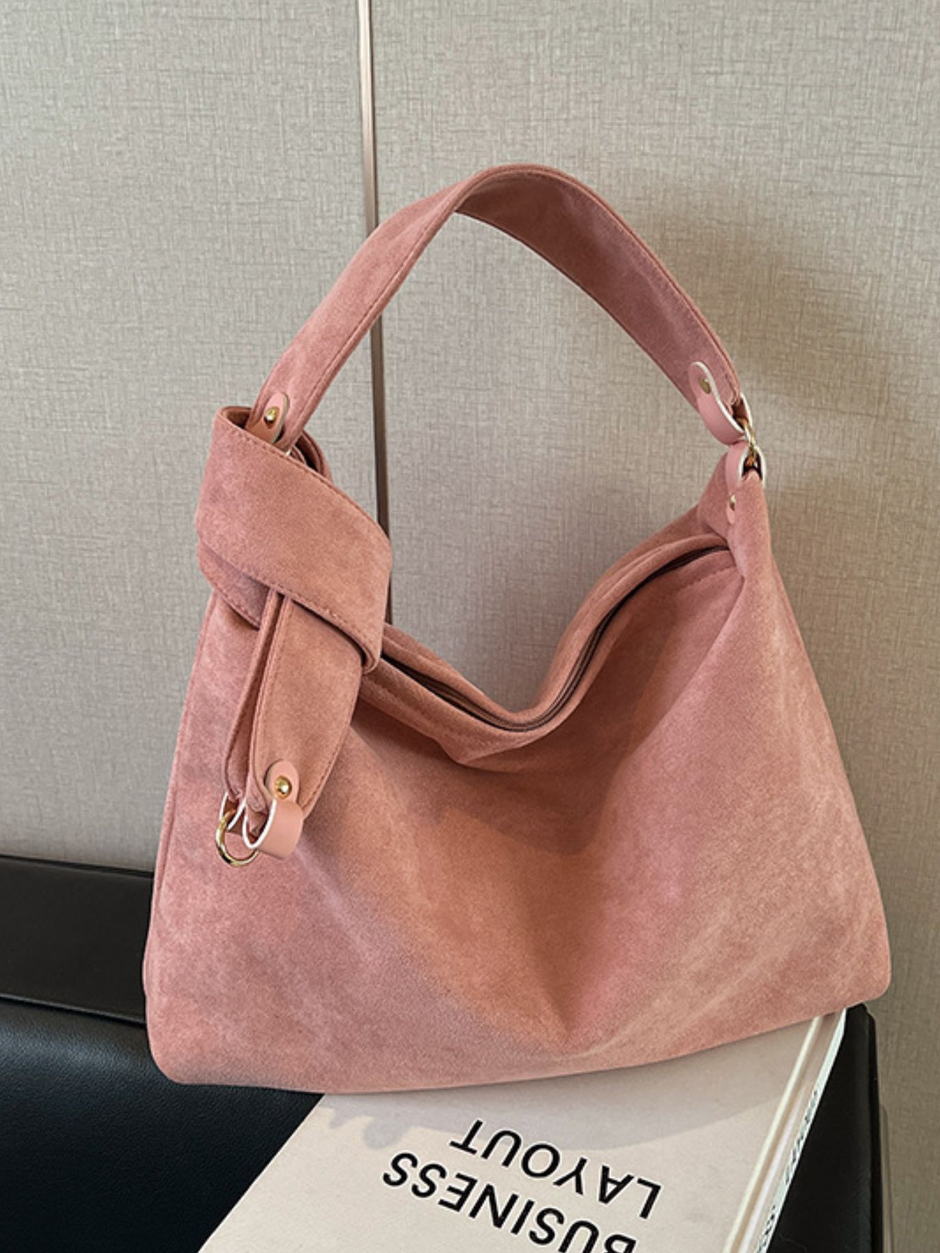 Suede Knot Shoulder Bag