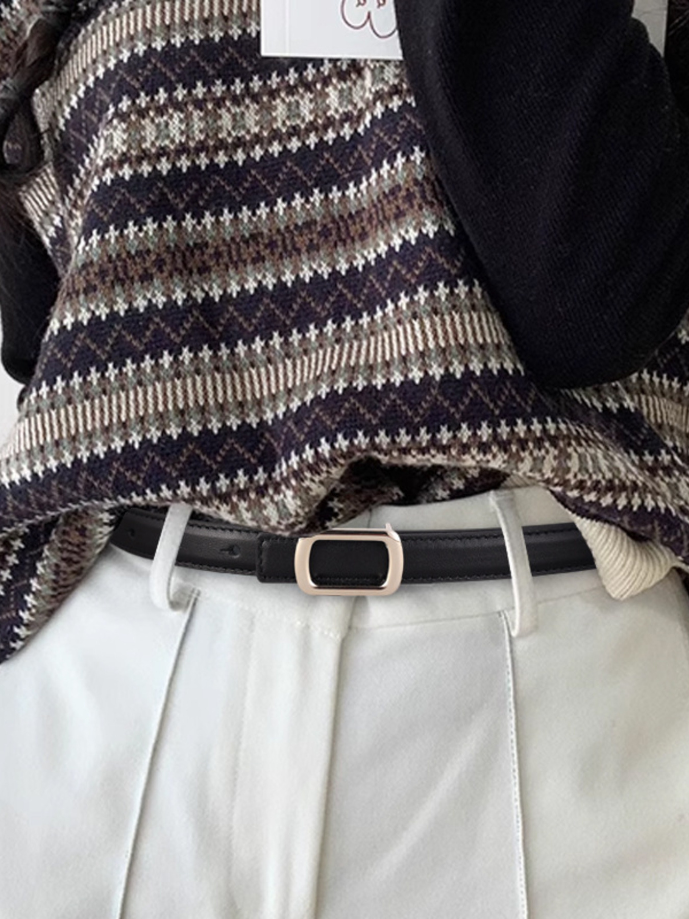 Leather Skinny Belt With Buckle