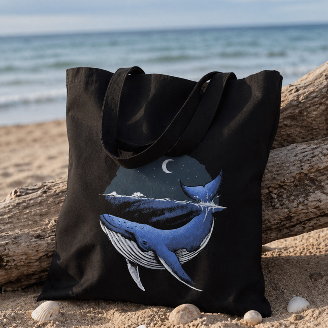 Blue Whale Ocean Theme Tote Bag