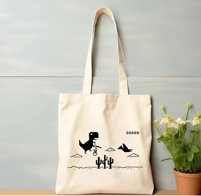 Cool T-Rex Dino Cotton Tote Bags