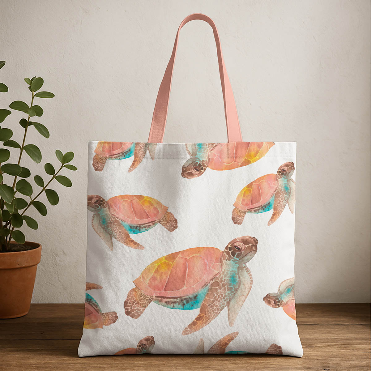 Turtle Art Ocean Theme Tote Bag