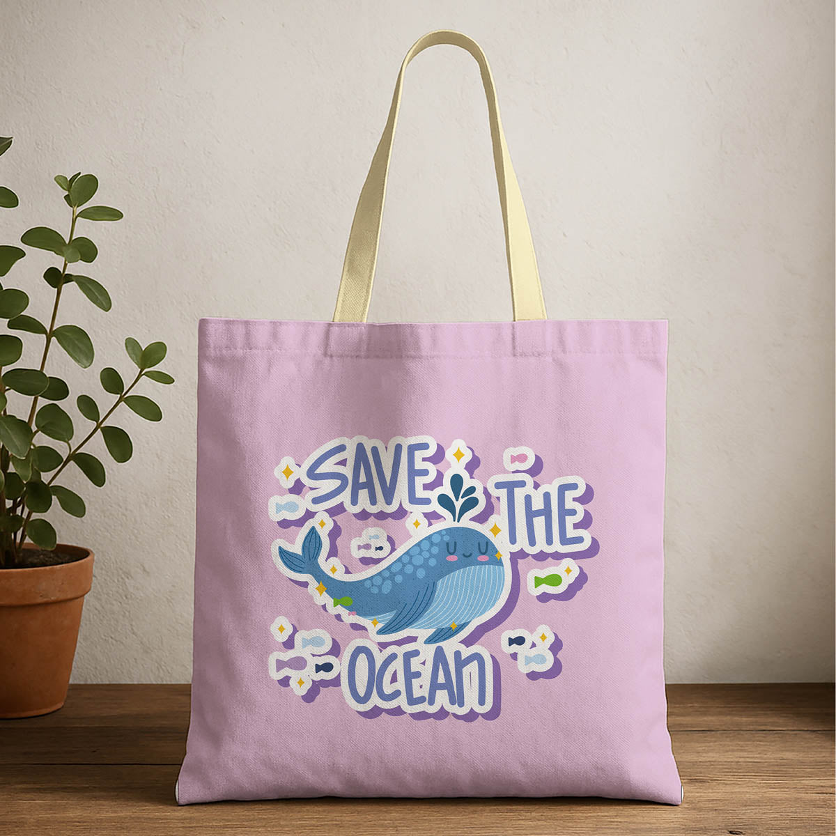 Save The Ocean Whale Ocean Theme Tote Bag
