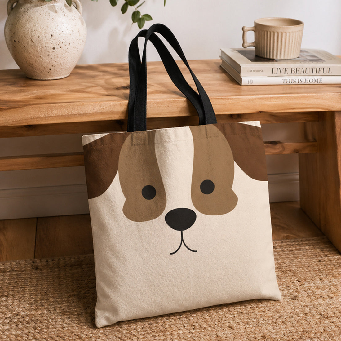 Cute Dog Cotton Canvas Tote Bags