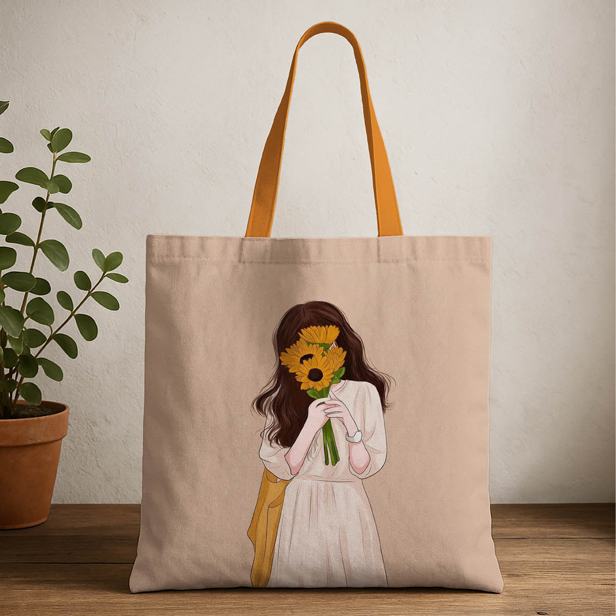 Shy Girl Canvas Tote Bag