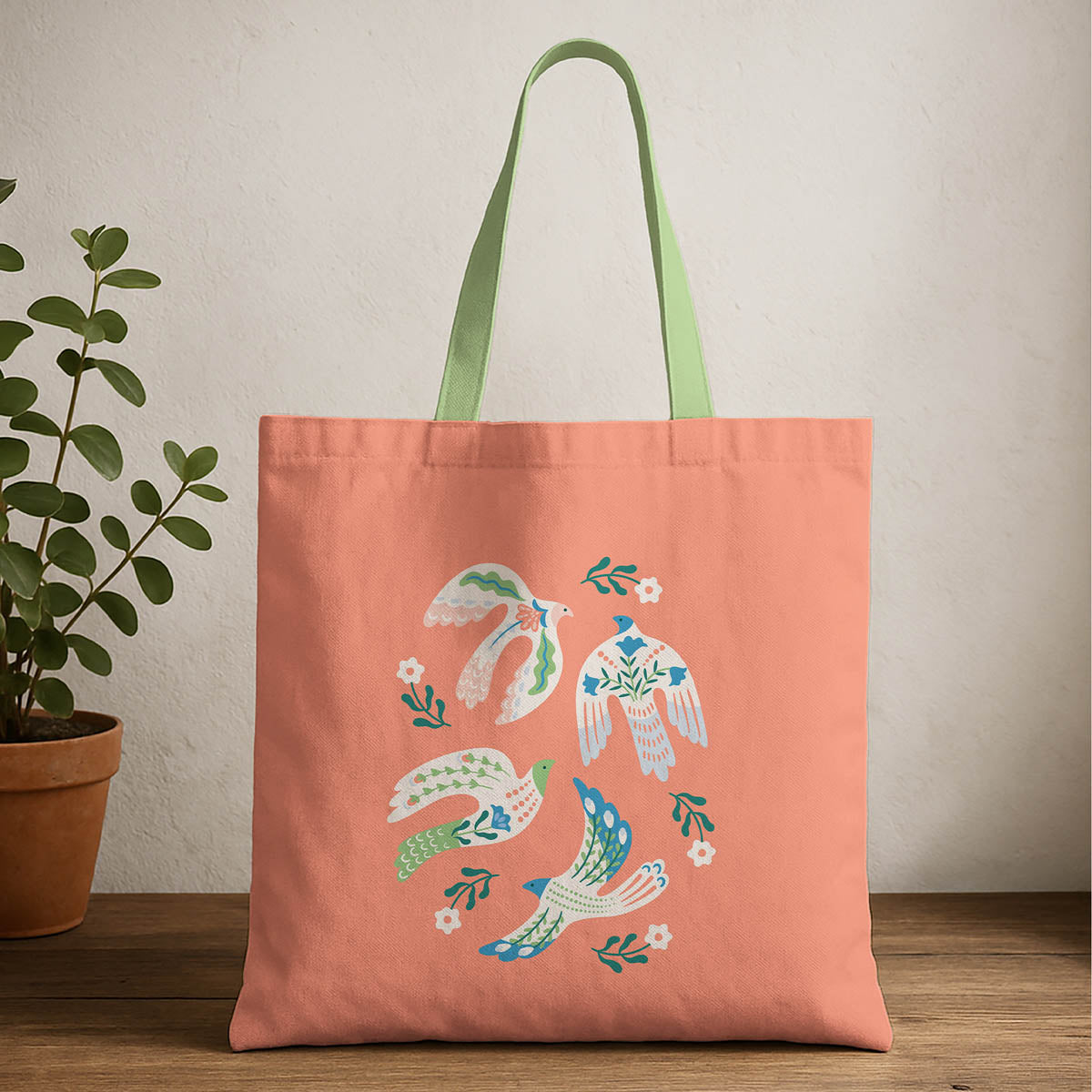 Bird Art Canvas Tote Bag