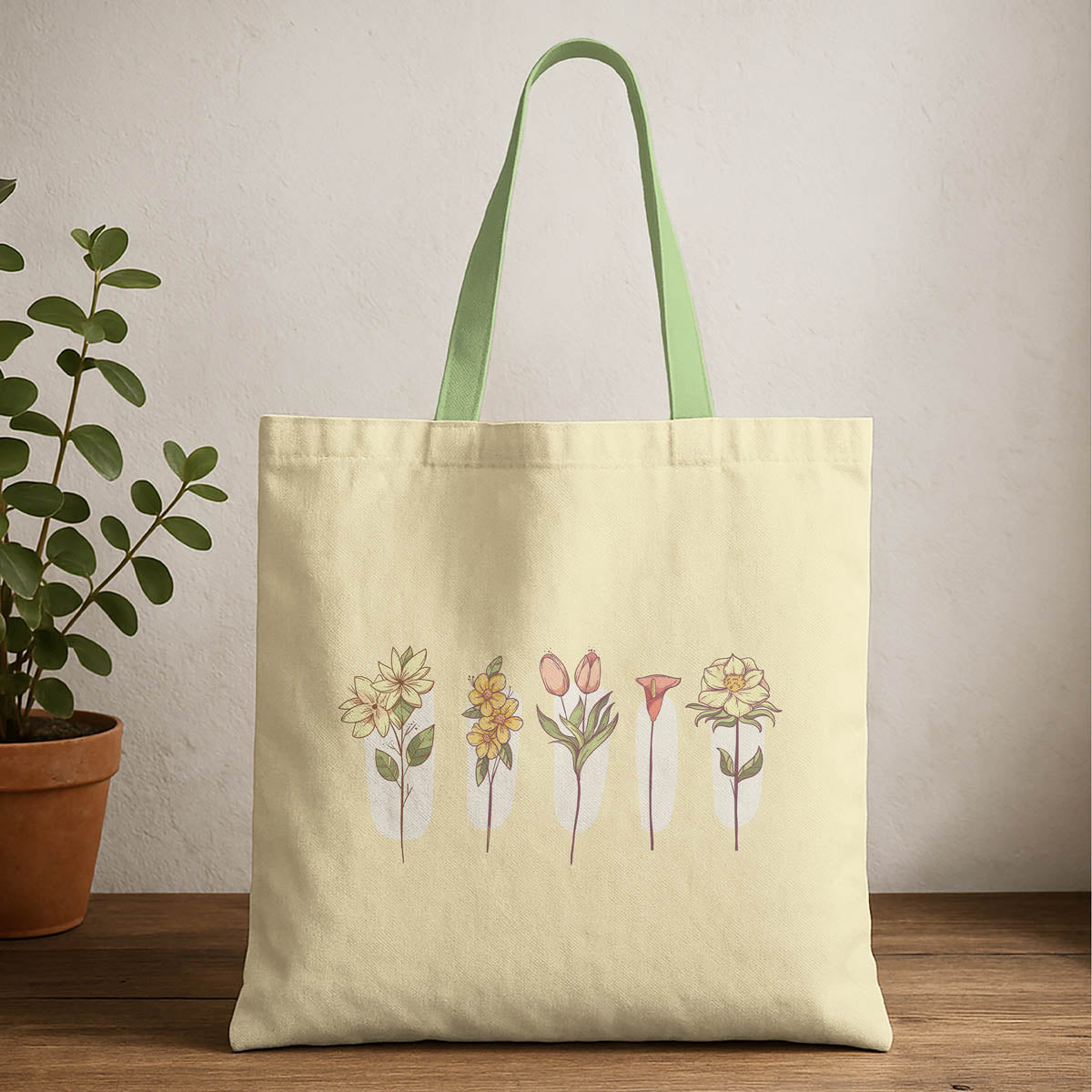 Floral Art Canvas Tote Bag