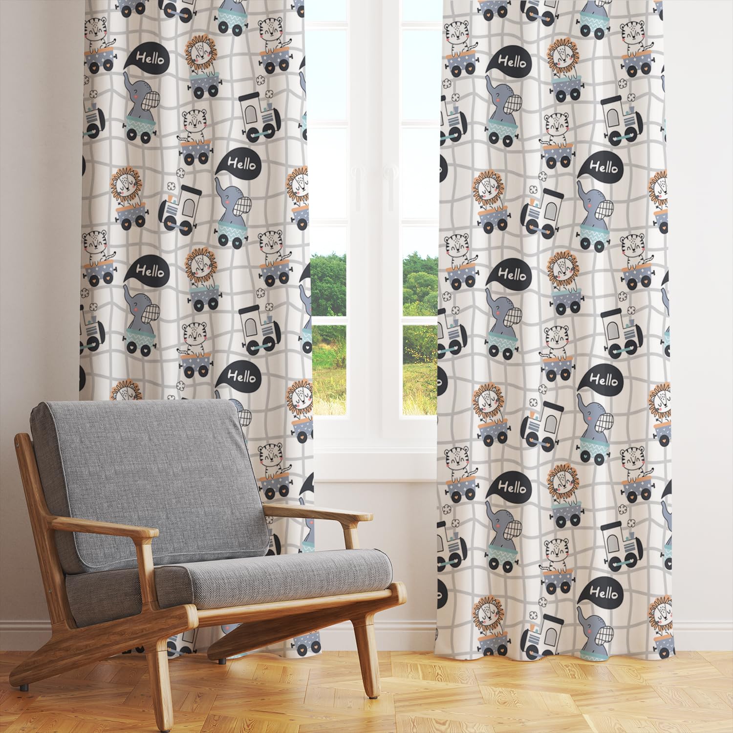 Cartoon Zoo Theme With Elephant, Lion & Tiger