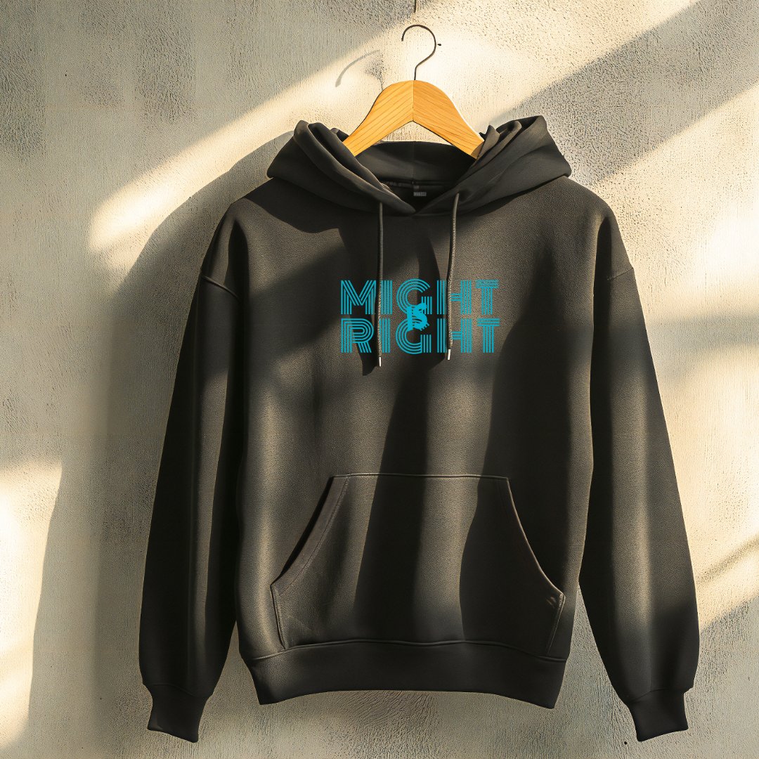 Azure Blue Typography Inspirational Right Quote Hoodie
