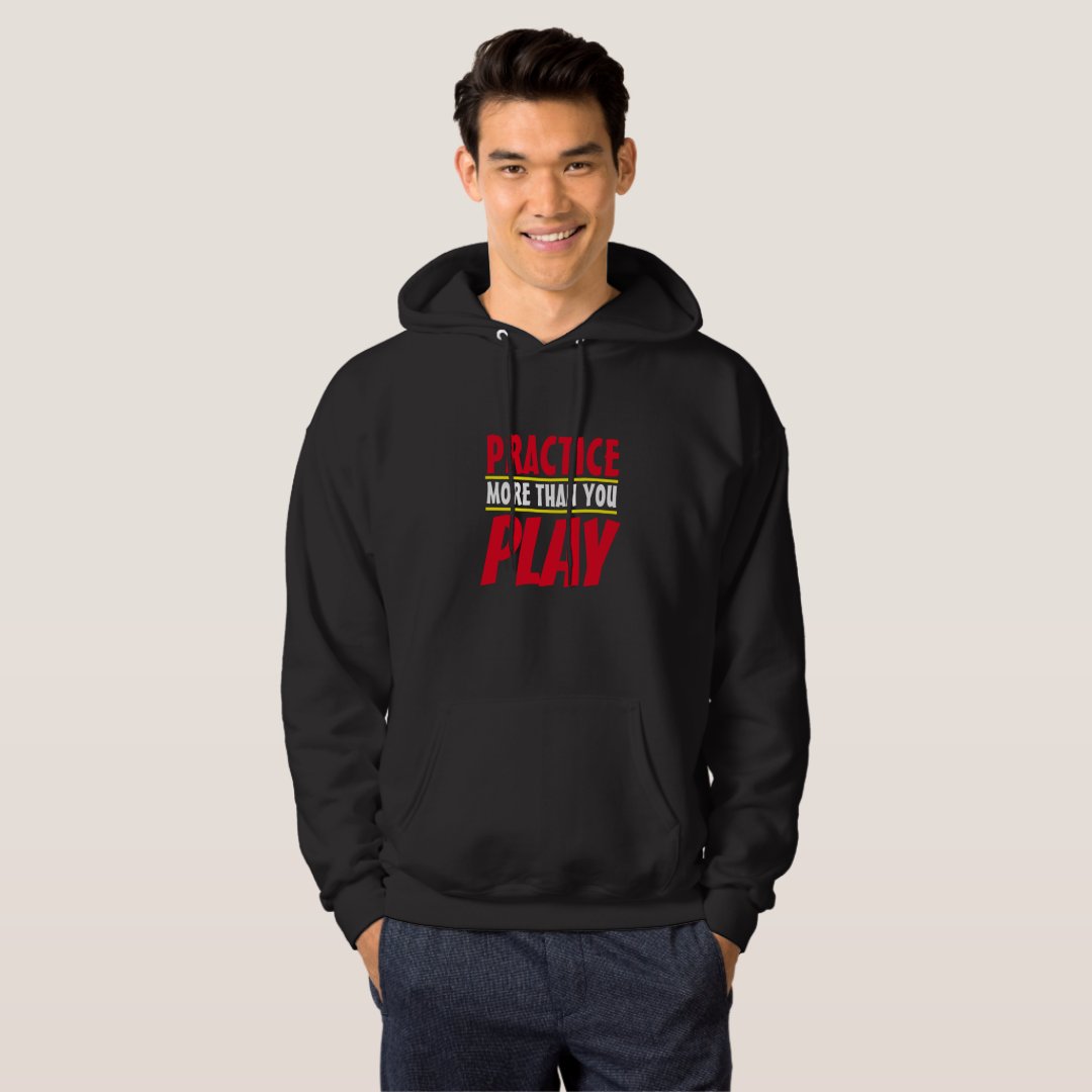 Practice More | Motivational Phrase Red Typography Hoodie
