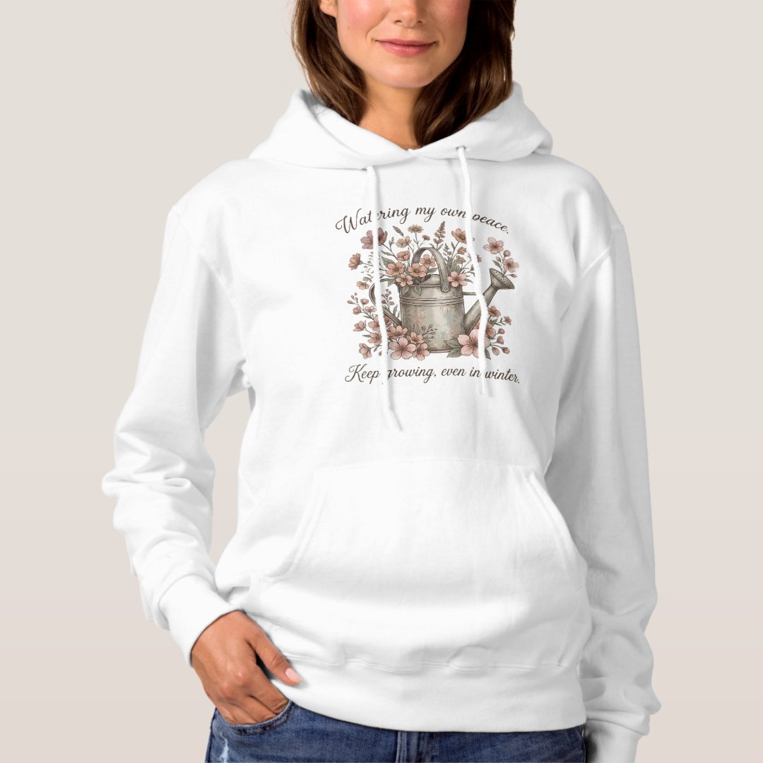 Watering My Own Peace Vintage Floral Botanical Hoodie