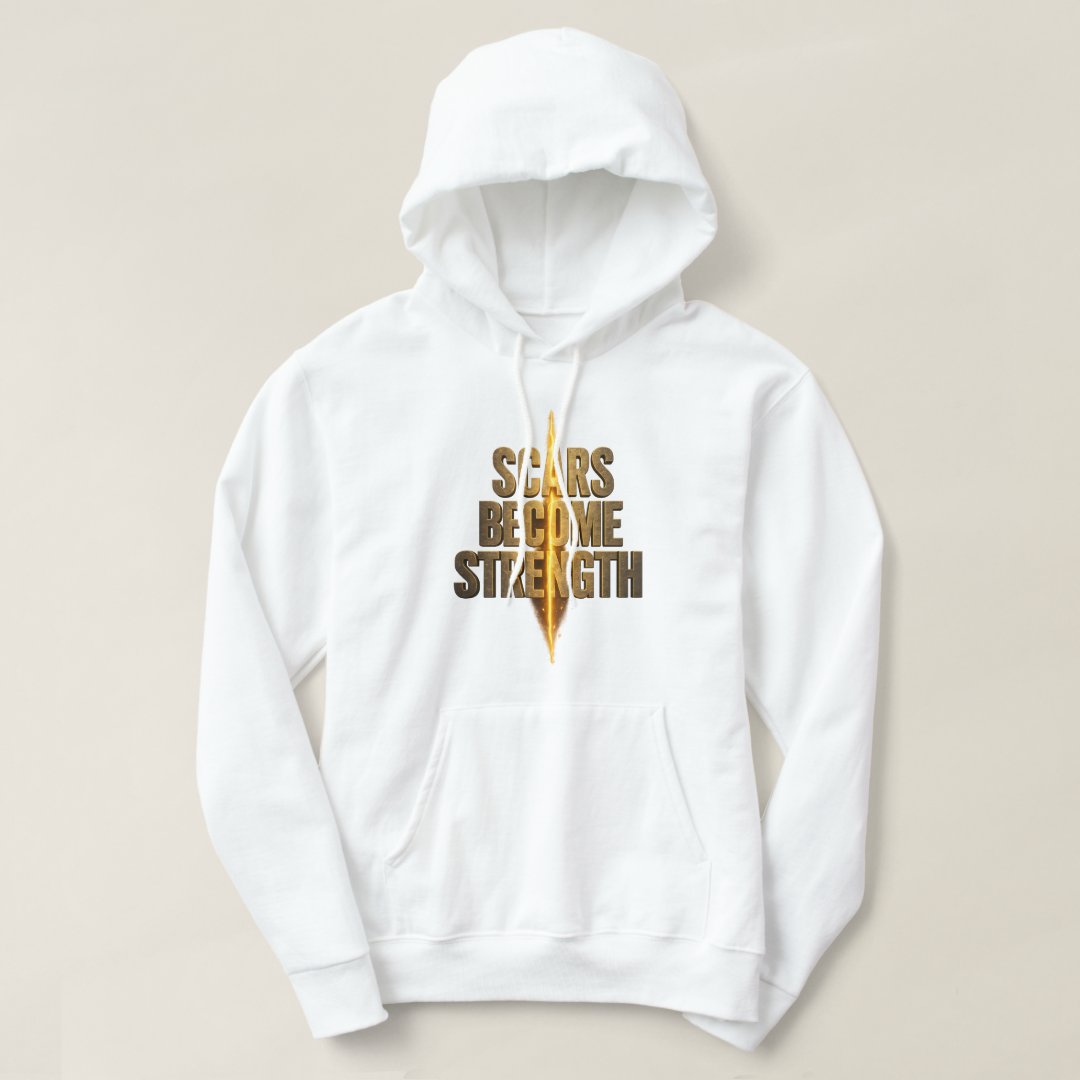 Scars Become Strength Gold Motivational Typography Hoodie
