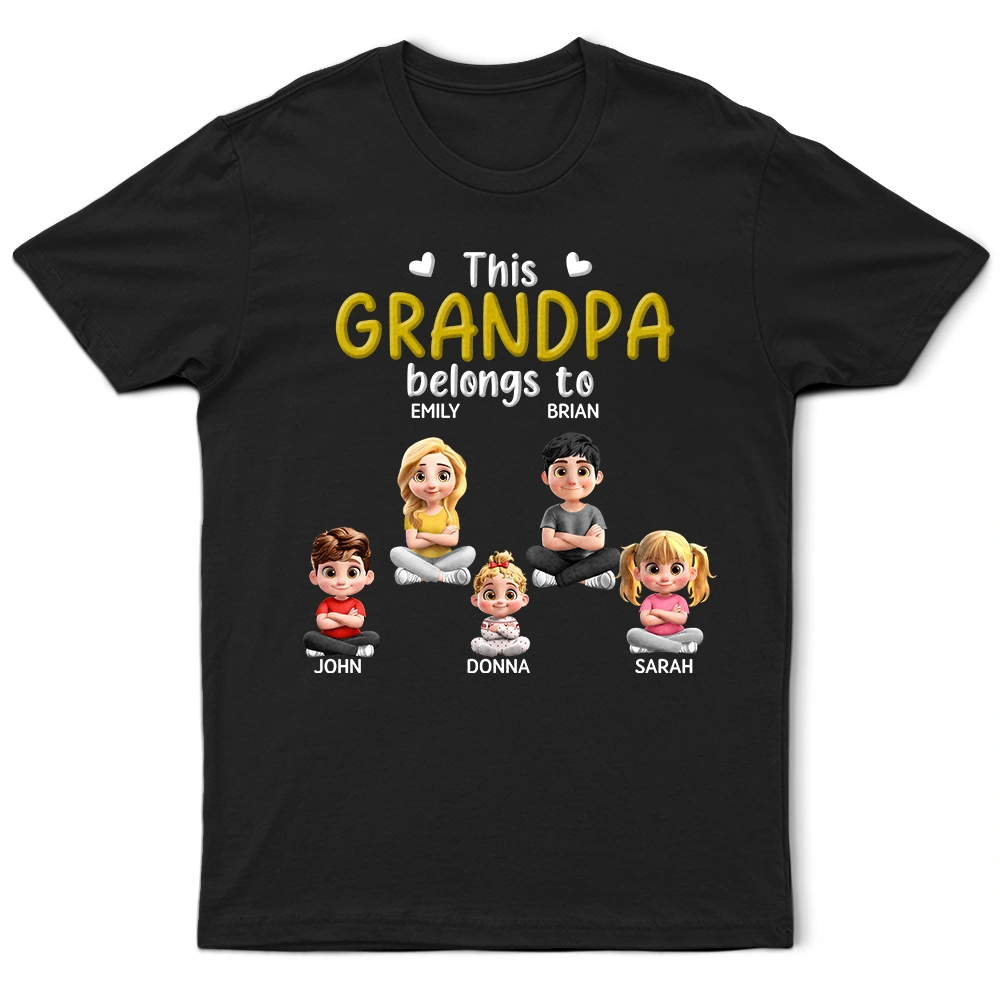 3d Effect Kid Cross Arm This Grandpa Belongs To - Personalized T Shirt