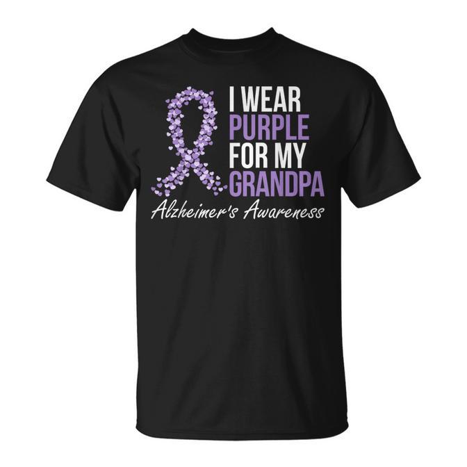 Alzheimers Awareness Dementia Grandpa I Wear Purple Ribbon T-Shirt