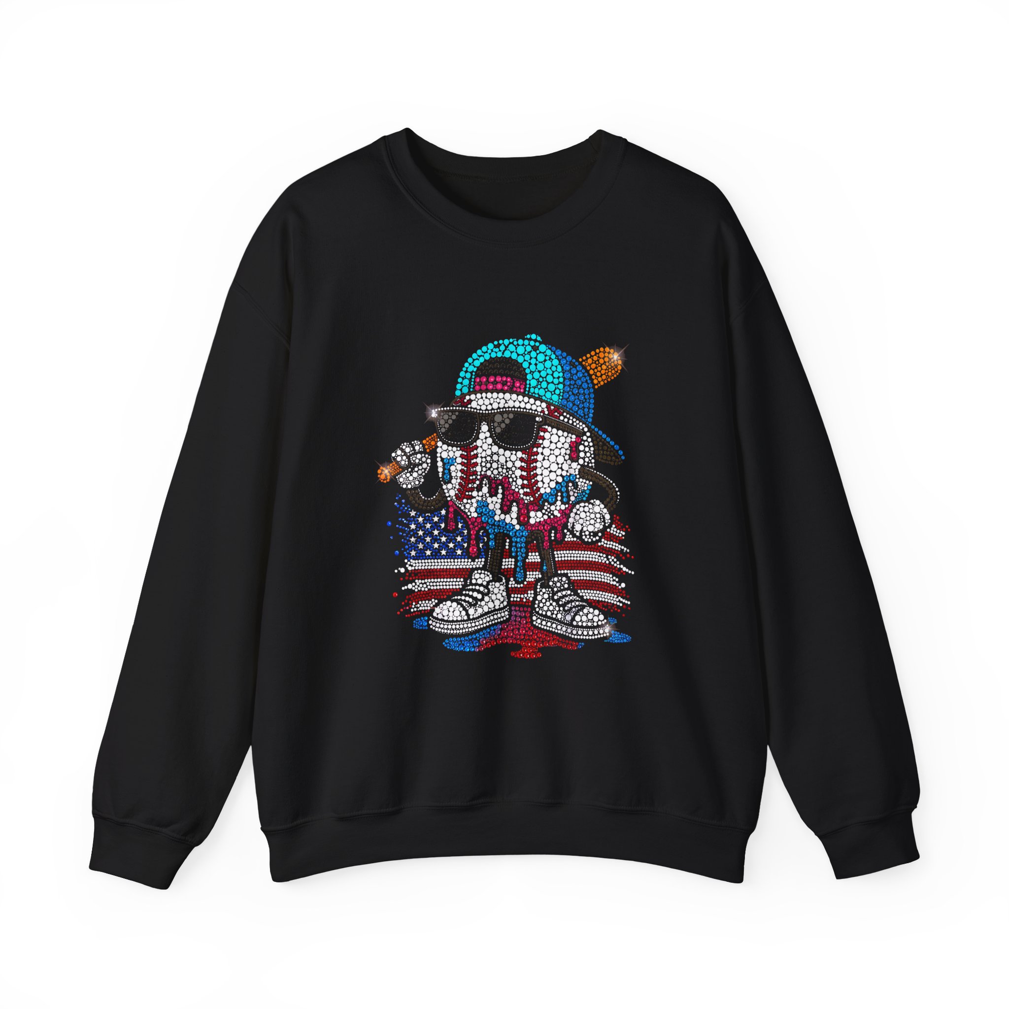 Baseball Happy Dot Day Colorful Polka Dot Crewneck Sweatshirt