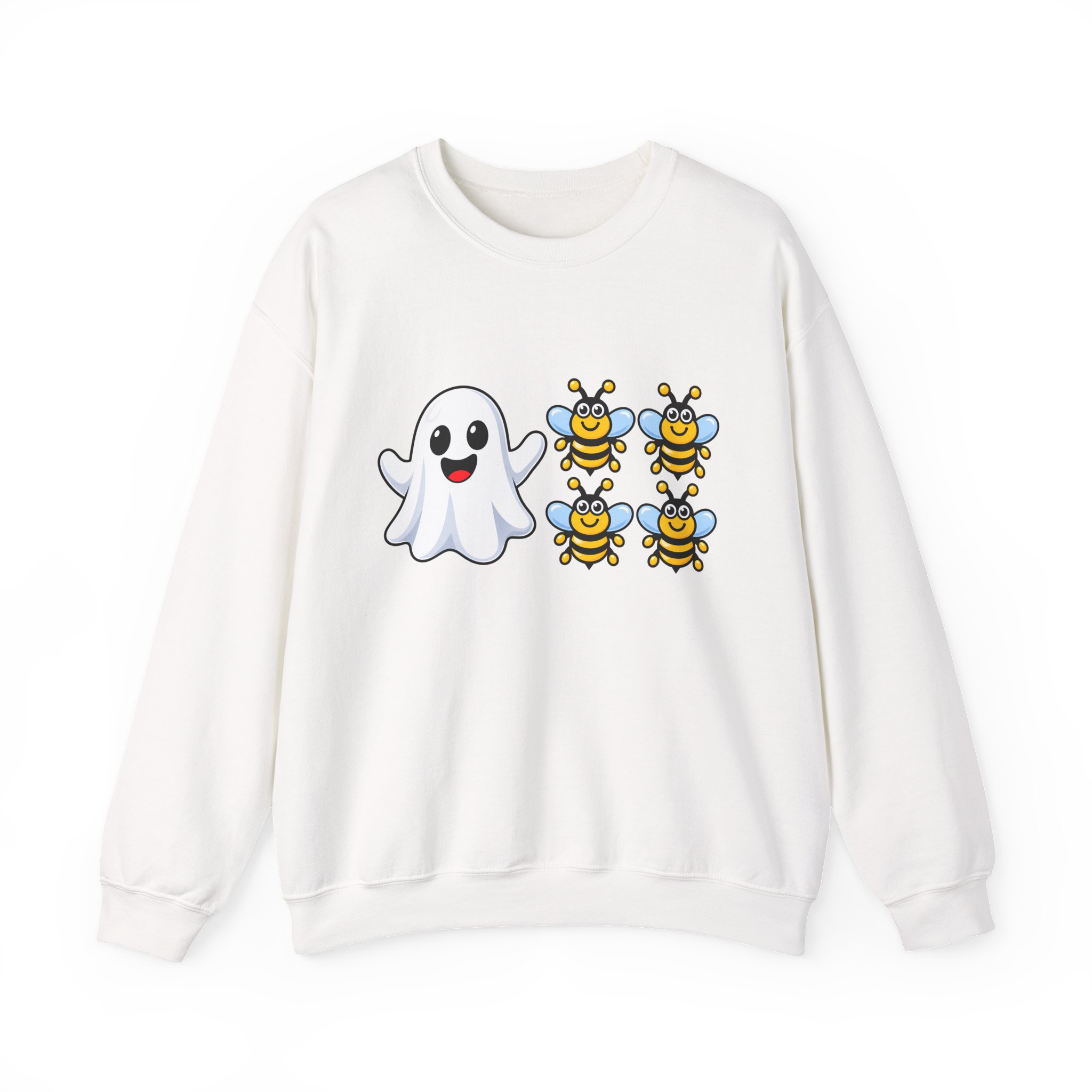 Boo Bees Halloween Crewneck Sweatshirt – Ghost & Four Bees Funny Graphic