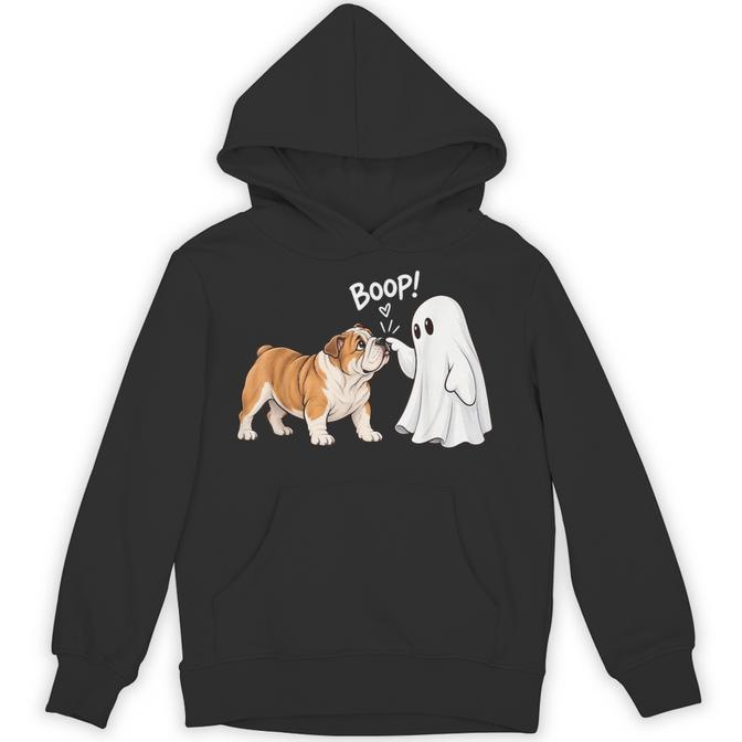 Cute English Bulldog Dog Boop Ghost Halloween Hoodie