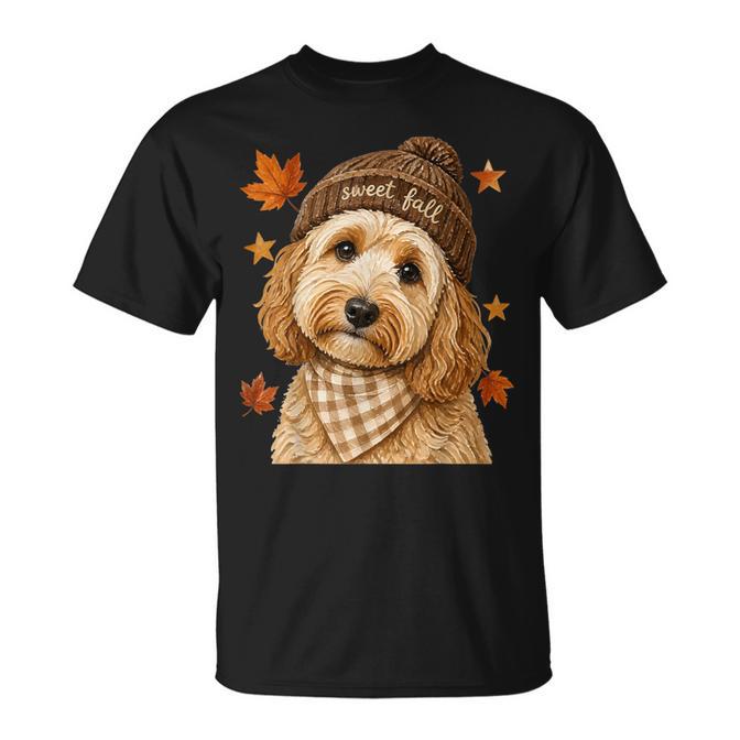 Cute Goldendoodle Dog Cozy Fall Pumpkin Autumn Thanksgiving T-Shirt