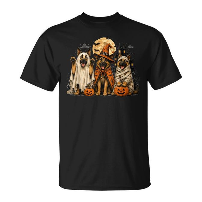 Cute Halloween German Shepherd Dog Ghost Witch Mummy Vintage T-Shirt