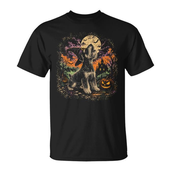 Cute Spooky Schnauzer Society Boo Skeleton Dog Ghosts T-Shirt