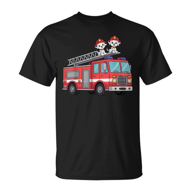 Fire Truck Firefighter Dalmatians Kids T-Shirt