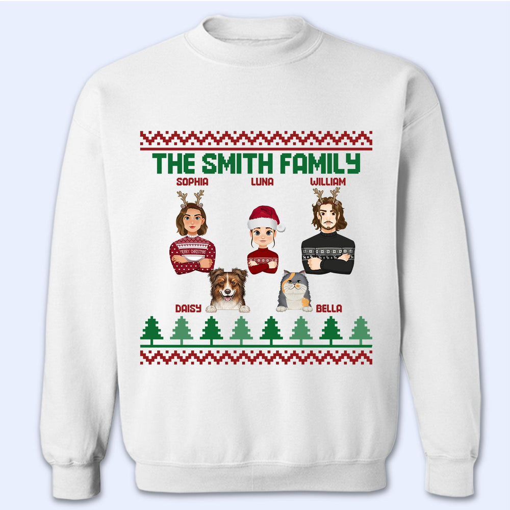 Flat Art Semi-Real Pet - Christmas, Funny Gift For Family, Couple, Parents, Grandparents, Dog, Cat Lovers - Personalized Sweatshirt
