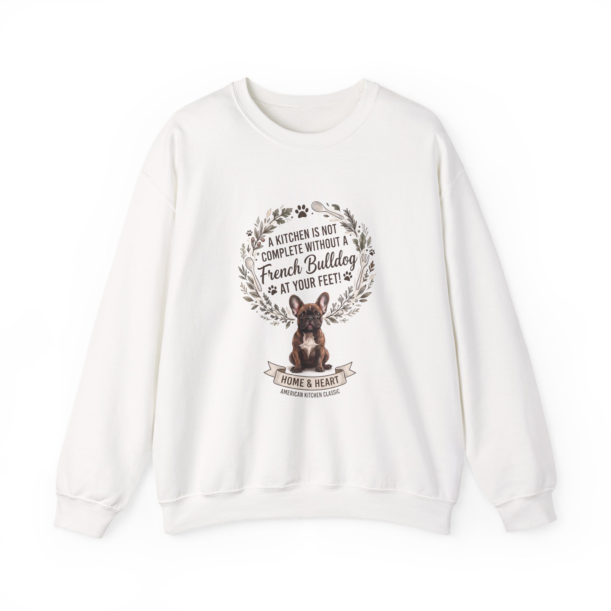 French Bulldog Wreath Graphic Sweatshirt – Cottage-Style Frenchie Lover Crewneck