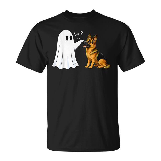 German Shepherd Boo-P Ghost Nose Boop Halloween Dog Lover T-Shirt