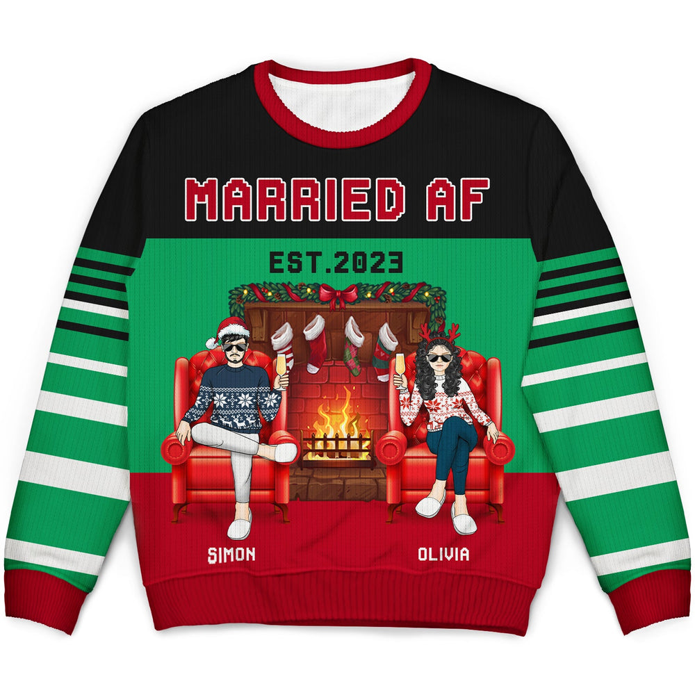 Married Af - Christmas Gift For Couples - Personalized Unisex Ugly Sweater