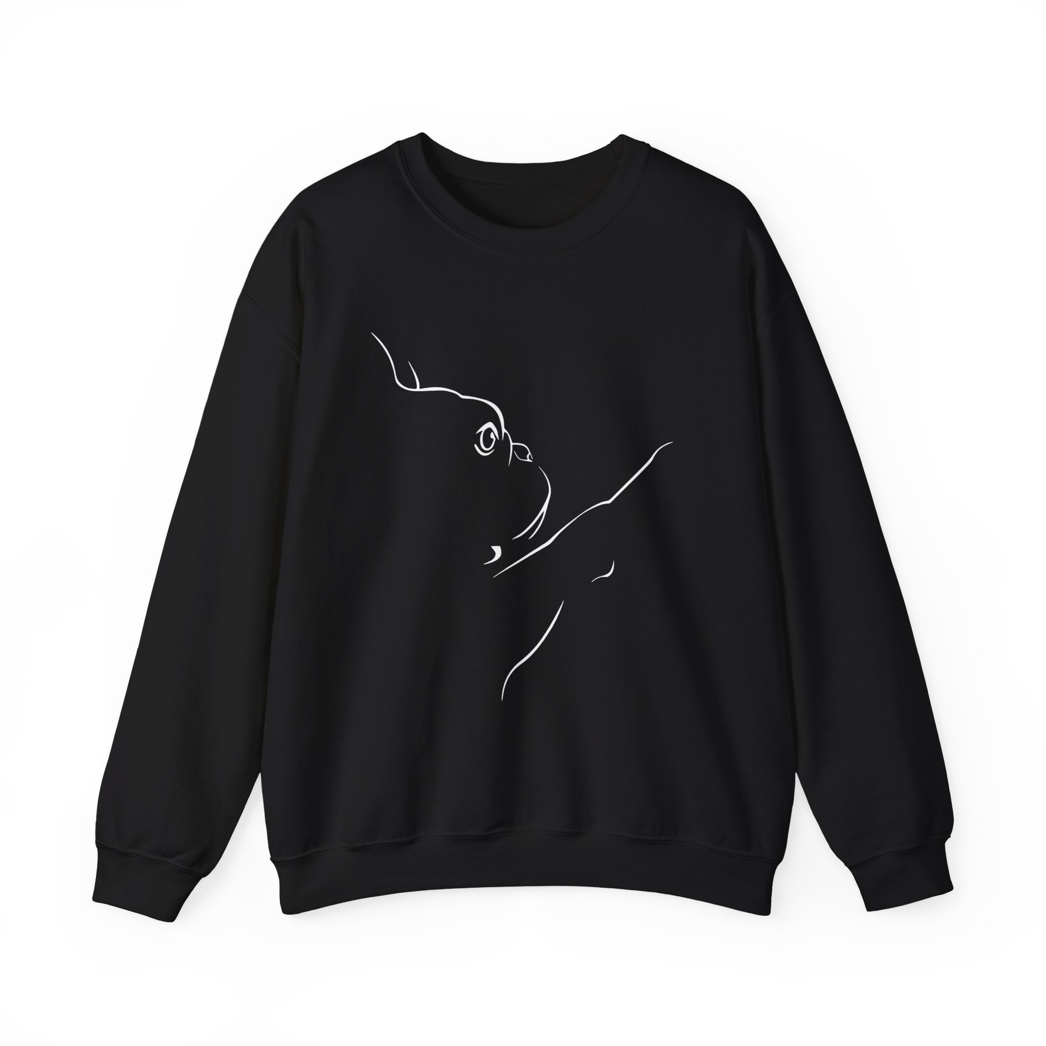 Minimalist Sleeping Dog Embroidered Crewneck Sweatshirt – Black Dog Lover Pullover
