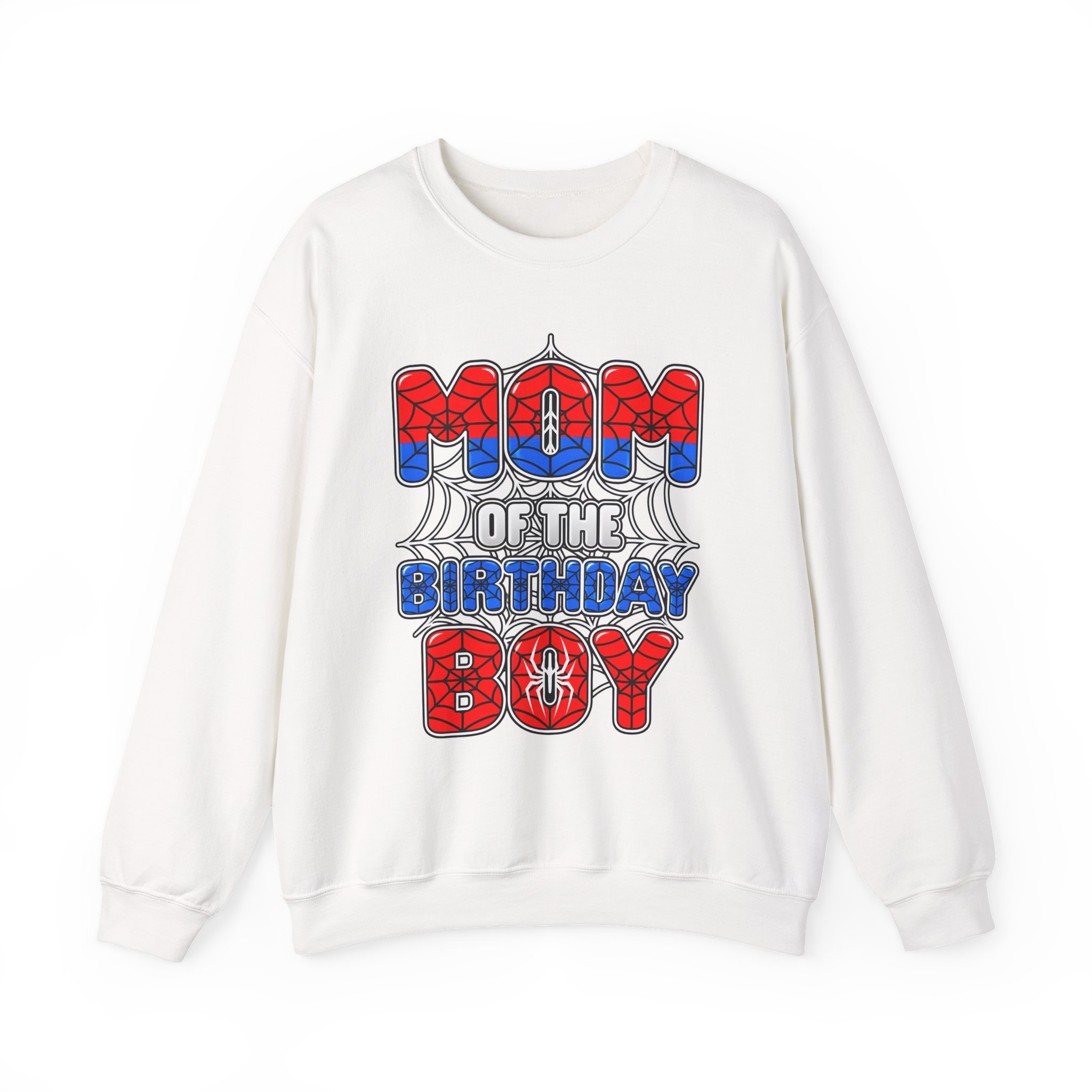 Mom Of The Birthday Boy Spider Web Crewneck Sweatshirt