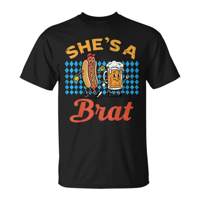 Oktoberfest Shes A Brat Hotdog Matching Couple Men T-Shirt