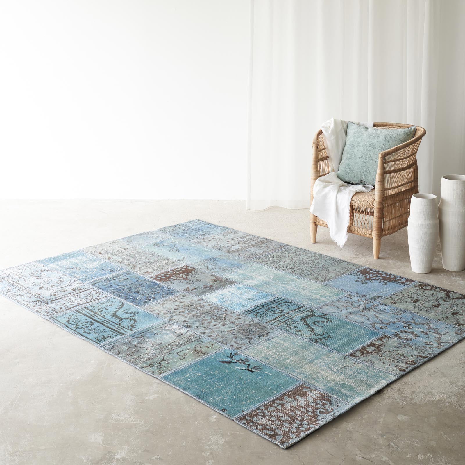 Patchwork Rug | Blue W173 X L241 Cm