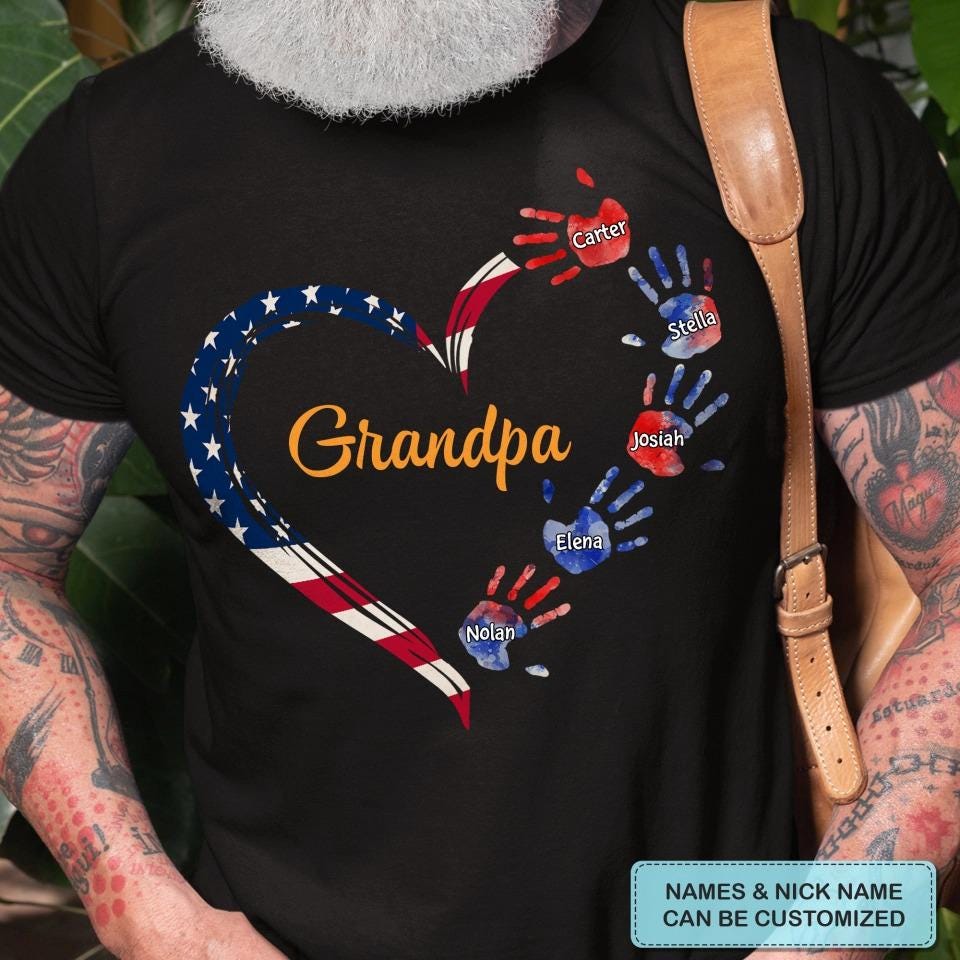 Custom Grandpa Heart Design With Handprints