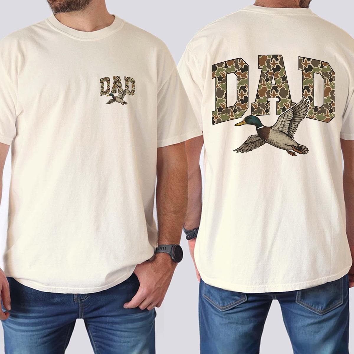 Camouflage Dad With Flying Duck Design