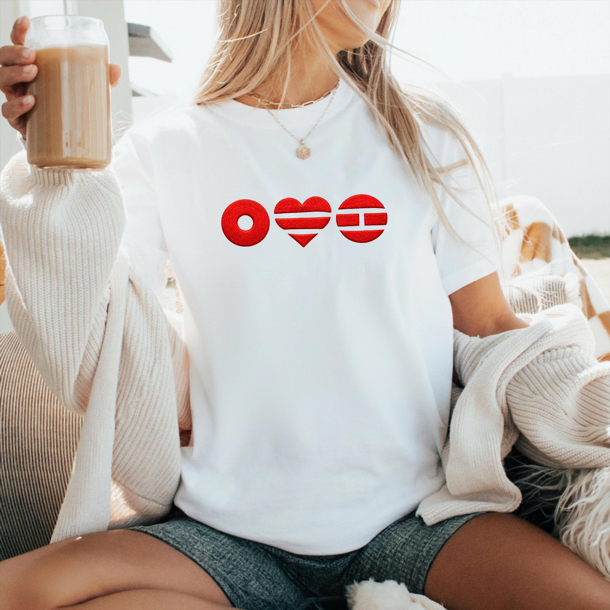 Red Heart And Circle Graphic Design T-Shirt