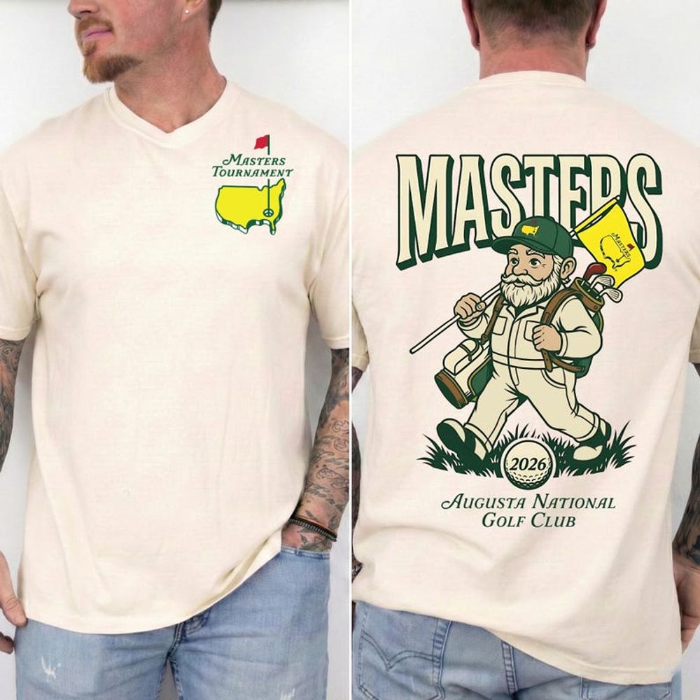 Masters Tournament Golf Shirt With Cartoon Golfer