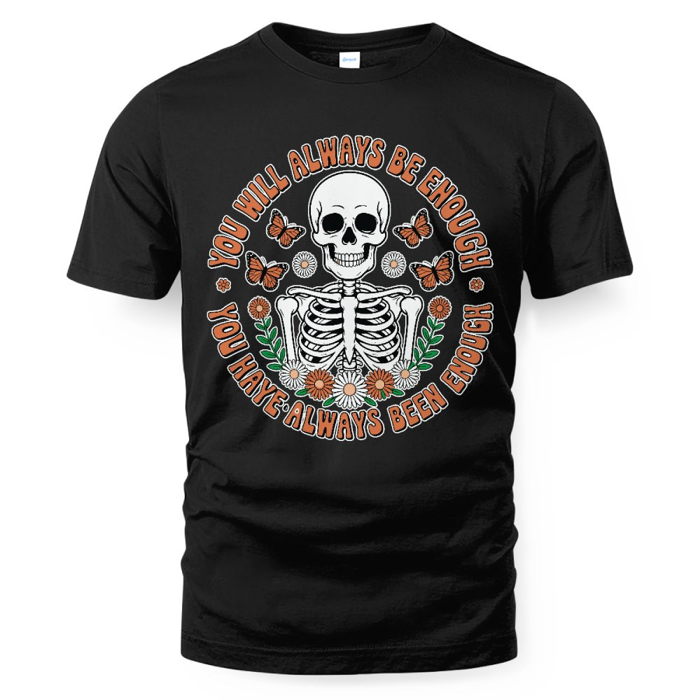 Motivational Skeleton Design With Butterflies And Flowers