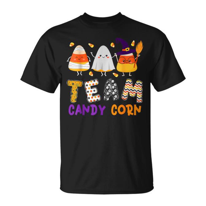 Team Candy Corn Halloween With Witch Boo Mummy Women T-Shirt