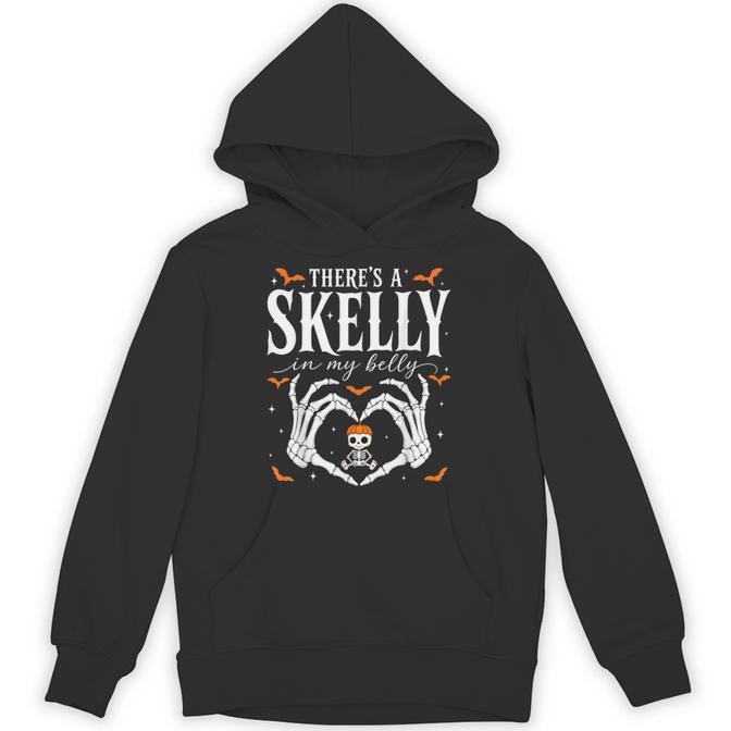 There'S A Skelly In My Belly Halloween Pregnancy Hoodie