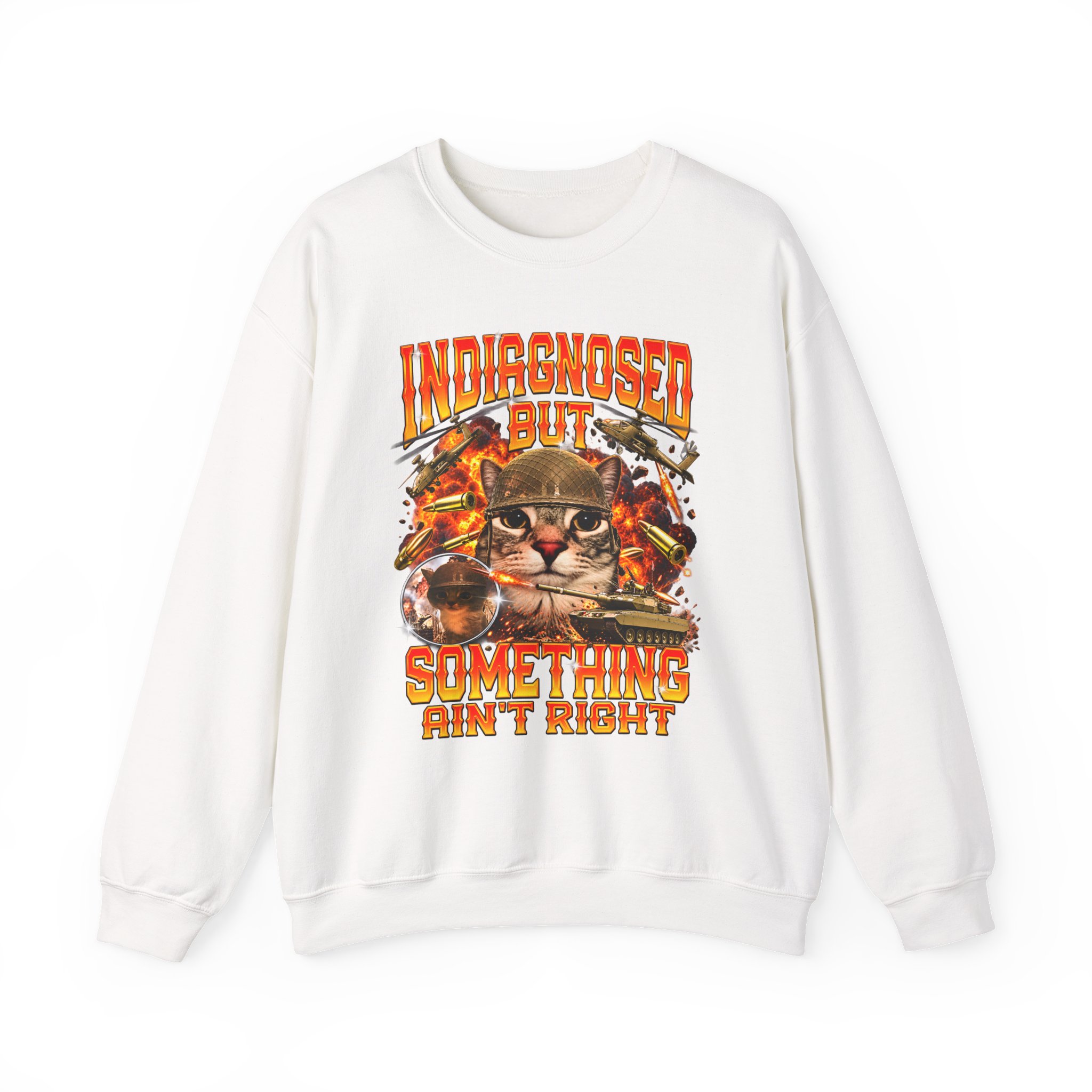 Undiagnosed But Something Ain’T Right Cat Sweatshirt, Funny Retro Meme Crewneck